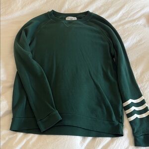 Sol Angeles Green and White Striped Sweatshirt